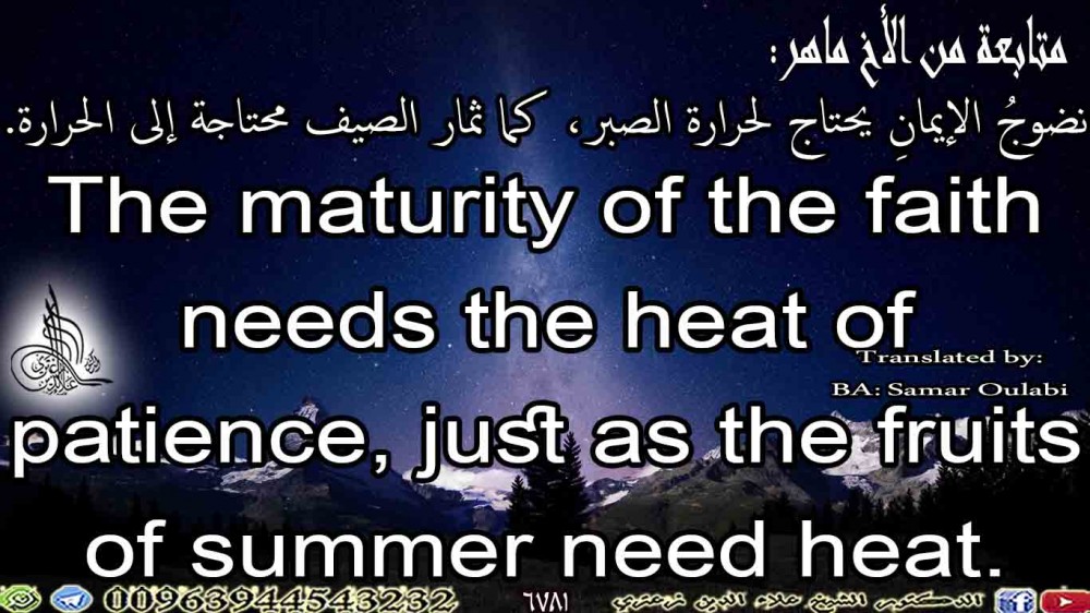 The maturity of the faith needs the heat of patience, just as the fruits of summer need heat.